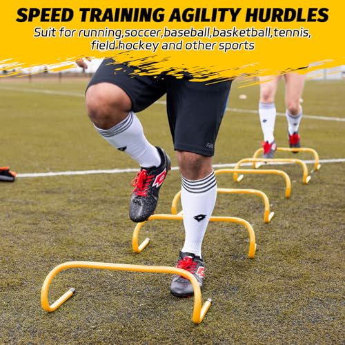 WOPPLXY 6 Pcs Speed Agility Training Hurdles, 6'' Detachable Agility Training Hurdles, Speed Training Agility Hurdles, Speed and Agility Training Equipment for Athletes, Soccer Training(Yellow)