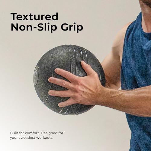 Sunny Health & Fitness Ultra-Durable Slam Ball, Sand Filled No-Bounce Core, Non-Slip Grip – Available in 10–50 lbs