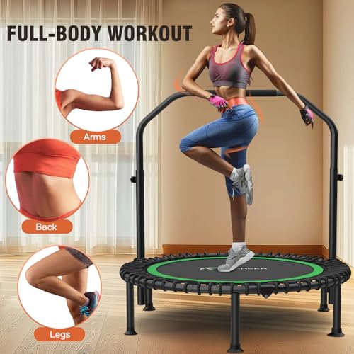 ANCHEER Fitness Trampoline,40"/48" Bungee Rebounder with Adjustable Handle - color: Training Green