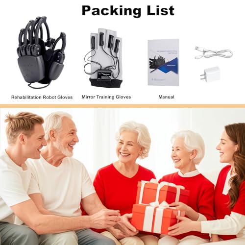 Hand Rehabilitation Robot Gloves for Stroke, Robotic Hand Glove for Stroke Rehab, Adjustable Strength, 4 Modes, Finger Training Therapy Equipment for Hemiplegia Stroke Patient with USB Chargeable