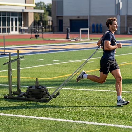 GanFindX Weight Sled, Workout Sled, Fitness Strength Training Sled for Athletic Exercise and Speed Improvement, Suitable for 1" and 2" Weight Plates