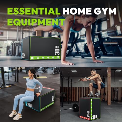 3-in-1 Plyo Box – Plyometric Jump Box with Durable High-Density Foam Core and Non-Slip Surface for Box Jumps, Squats, and Home Gym Workouts