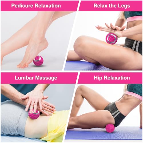 Massager 10 Powerful Vibration Massage for Physical Therapy, Mobility Ball for Workout Recovery, Deep Tissue Massager for Pain Relief and Trigger Spot Treatment for Adult Rose