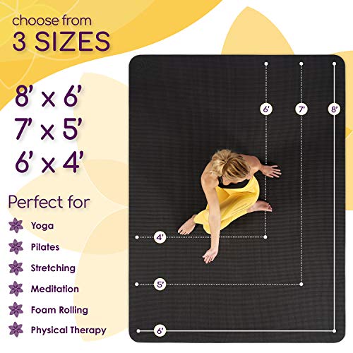 Large Yoga Mat 6'x4'x8mm Extra Thick, Durable, Eco-Friendly, Non-Slip & Odorless Barefoot Exercise and Premium Fitness Home Gym Flooring Mat by ActiveGear