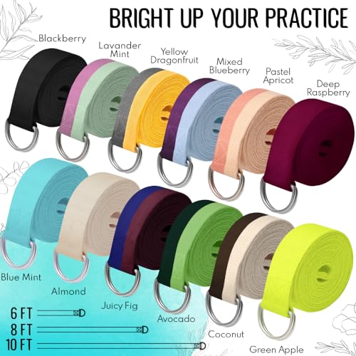 TECEUM 2 IN 1 Yoga & Mat Strap for Stretching – Cotton – 6/8/10 ft - color: Blue, size: 8 ft