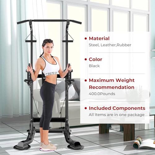 Power Tower Pull Up Bar for Home Gym, Multi Functional Pull Up Bar Stand Dip Bar Station, Adjustable Height Workout Dip Station Strength Training Fitness Equipment
