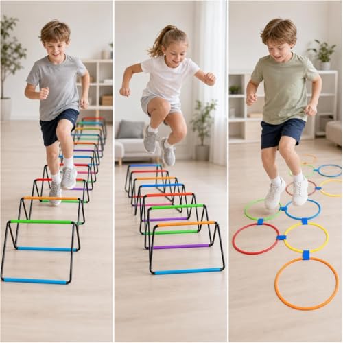 Agility Ladder Training Equipment, 16-Grid Speed Footwork Ladder, 10 Rings & Storage Bag, for Kids & Athletes