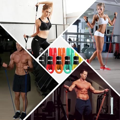 Resistance Bands for Working Out,150LBS Exercise Bands with Handles,Workout Bands for Men Women, Fitness Bands Set for Muscle Training, Strength, Slim, Yoga, Home Gym Equipment