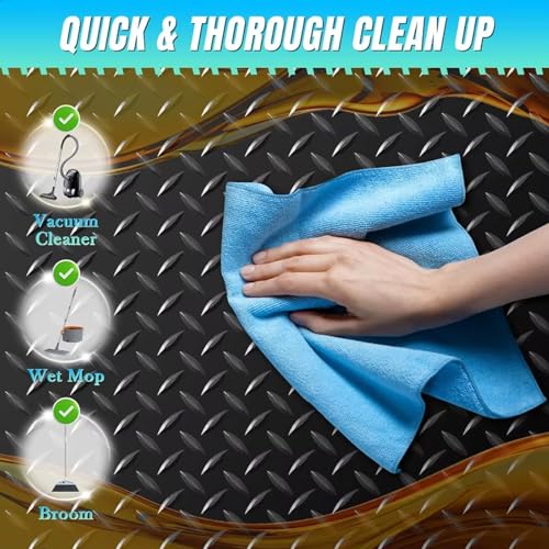 Heavy Duty Diamond-Plate Rubber Flooring Roll 4x10 FT, Multi-Purpose Waterproof Anti-Slip Floor Mat, Easy to Clean Under Equipment, Mats for Garage, Gym, Stable, Basement, Kennel - size: 4 ft x 10 ft x 0.1 in