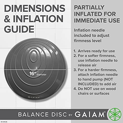 Gaiam Balance Disc Wobble Cushion, 16", Core Stability Seat - color: Black