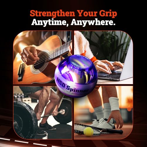 NSD Manual Thumb Wind Start Spinner Gyro Ball – Up to 15,000-18,000 RPM Premium & Durable Hand Strengthener and Wrist Exerciser for Grip Strength Training, Forearm Workout, and Pain Relief - size: Thumb-Wind Start Light Up