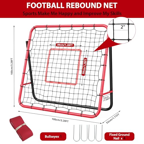 Adjustable Multi-Sport Bounce Backer Net – Dual Surface Pitchback Trainer for Soccer, Football, Baseball, Volleyball & Softball – Durable, Portable, Easy Setup for Backyard or Field, Great for