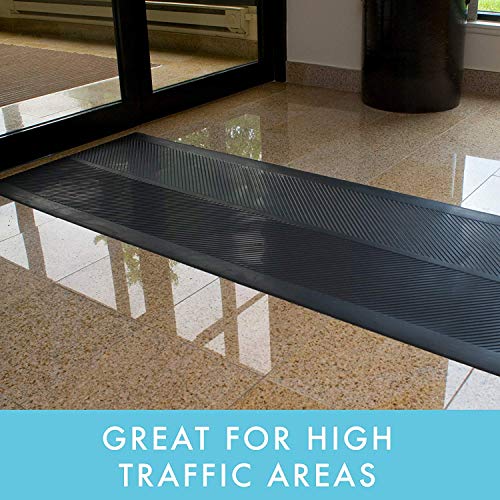 Indoor/Outdoor Rubber Runner Mat, Door Mat For Floor Protection, 27" X 6', Black (9A-110-27C-6)