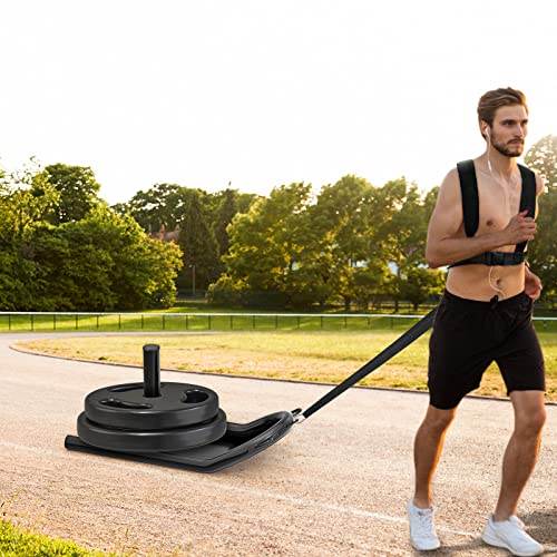 Kipika Weight Sled, Workout Sled, Fitness Strength Training Sled, Speed Training Sled for Athletic Exercise, Speed Improvement, Easily Through Obstacles, Suitable for 1" & 2" Weight Plate - color: B- Black