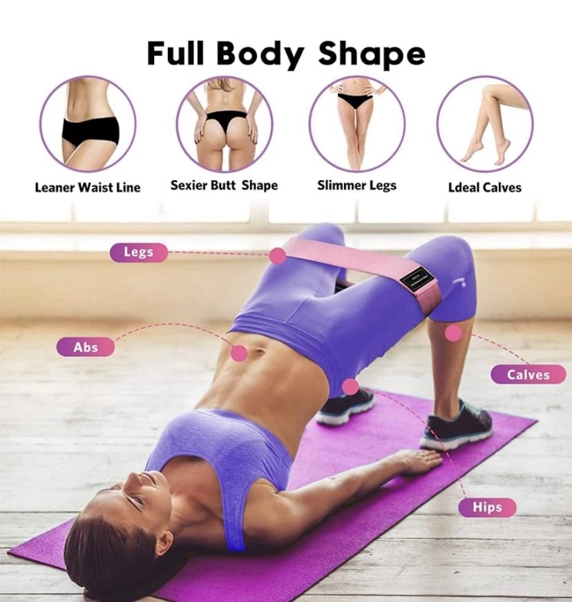 Resistance Band Set - Non Slip Cloth Exercise Bands to Workout Glutes, Thighs & Legs - Includes Booty Band Training Pamphlet for Gym & Home Fitness, Yoga, Pilates for Men/Women - 3 Levels