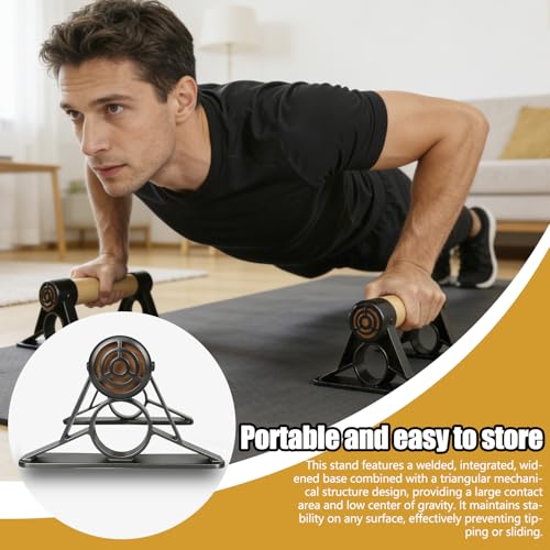 Solid Wooden Parallettes Bars, Anti-Slip Calisthenics Handstand Bars with Sturdy Metal Brackets, 800 LBS Weight Capacity for Fitness & Floor Workouts