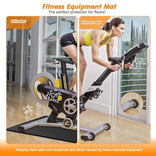 Treadmill Mat Compatible with Peloton Bike, 6mm Thick Exercise Bike Mat for Treadmill and Row Protect Hardwood Floor Carpet - size: 36" X 72"