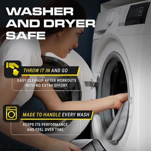 Microfiber Gym Towel - Sweat Absorbing, Quick Dry & Odor-Resistant Workout Towel for Men & Women with Magnet & Clip for Easy Attachment to Benches, Equipments & Bags - 29” x 29” (Grey)
