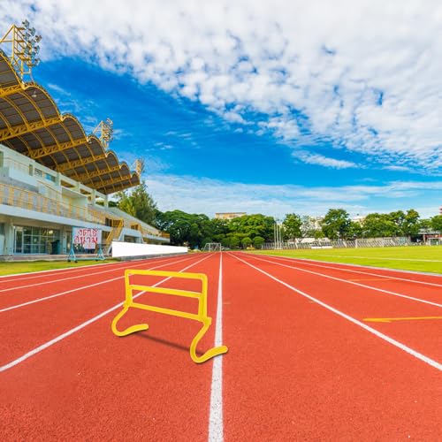 UKCOCO Adjustable Height Agility Hurdles Set, Foldable Yellow Speed Training Hurdles for Football Soccer Agility and Jump Training, Lightweight Portable Equipment for Indoor Outdoor Use