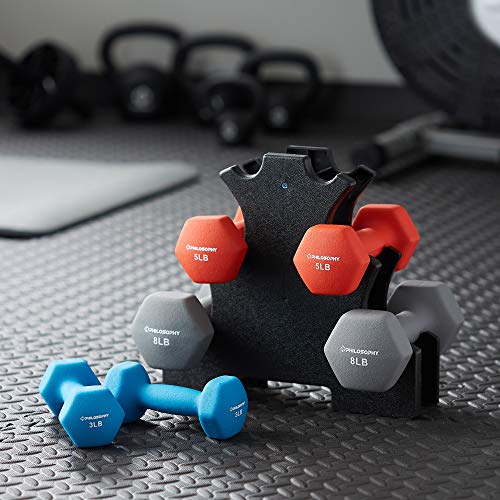 Philosophy Gym Neoprene Dumbbell Hand Weights, Set of 6 with Stand