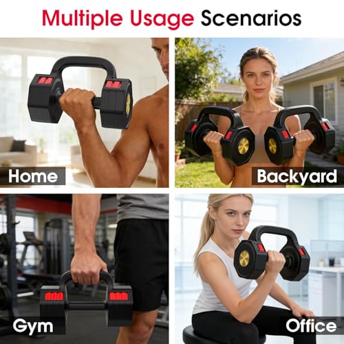 Adjustable Dumbbell Set, 4 Levels Weights Dumbbell Set with Each 5lb/10.3lb/15.4lb/20.5lb, Adjustable dumbbells Paired with ergonomic Handle for Home Gym Strength Training