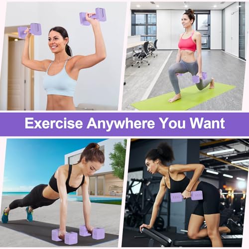 Hezeyferg 18LBS 22LBS Adjustable Dumbbells Set, Hand Weights Sets with Mutilple Levels, Adjustable Weight Dumbbells for Women/Men Home Gym Full Body Workout - color: Purple 11LB Each ( 22LB Pair )