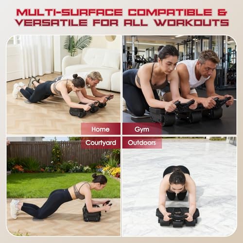 Partner Ab Roller Wheel with Elbow Support- Two-Person Core Trainer, Stable Home Gym Equipment for Couples to Strengthen Core Muscles
