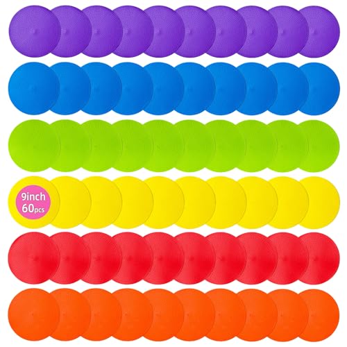 Poly Spots Spot Markers 4.72 Inch & 9 Inch Multicolor Floor Dots - style: 9inch 60pcs