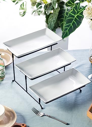 LYEOBOH 3 Tier Serving Tray, Tiered Serving Tray, Platters for Food Display - color: Black, style: 12inch Rectangle platter