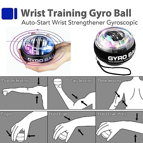 Grip Strength Trainer Kit with Finger Exerciser, Hand Grip Strengthener, Hand Extension Exerciser, Stress Relief Ball, Grip Ring, Gyro Ball for Muscle Building and Injury Recover