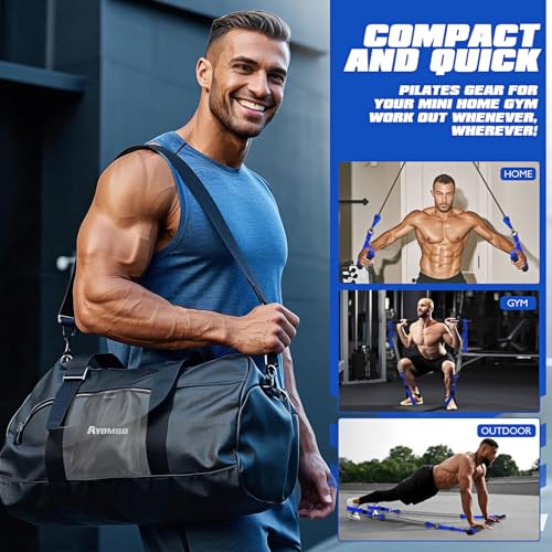 Ayombo Pilates Equipment, Heavy Duty Pilates Bar Kit with Resistance Bands, Portable Gym Adjustable Exercise Bands, Home Squat Training, Arm, Abs, Waist, Chest Strength Workout Equipment for Men - size: 330LBS