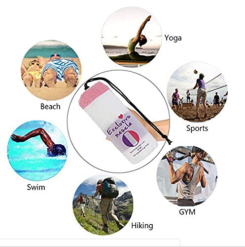 Exclusivo Mezcla Quick Dry Beach Towel, Large Lightweight Sandfree Pool Towel for Swimming Camping Travel with Bag (Blue, 30x60 Inches)