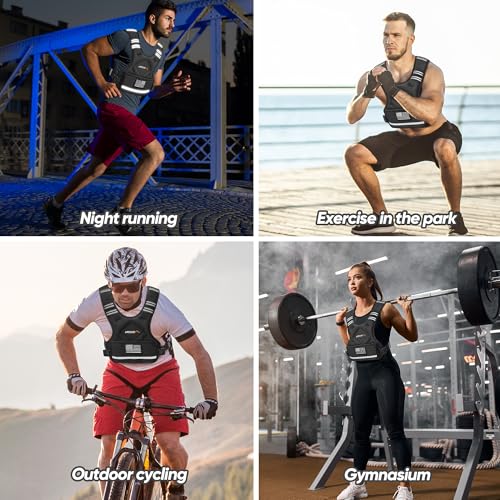 Adjustable Weighted Vest, 4-10lb/12-18lb/20-32lb Vest with 6 Ironsand Weights and Large Pocket, Weight Vest for Men Women Strength Training, Running, Walking - color: Black, size: 12-18lbs