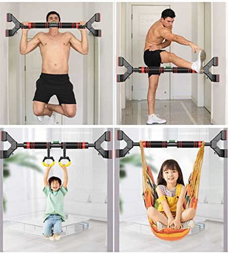 Chin Up Bar Portable Door Frame Pull-up bar, no Screw Wall-Mounted Steel Fitness Horizontal bar, Multi-Function Strength Training Equipment for (Size : 130-160cm/51.2-63")