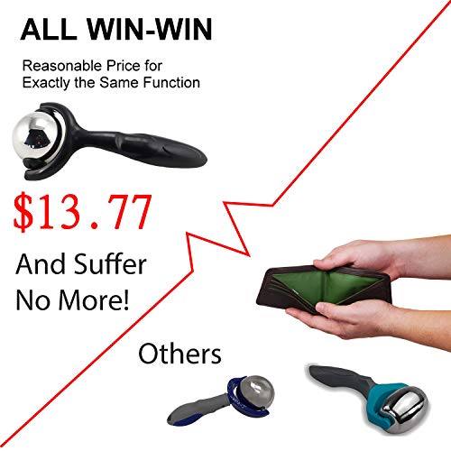 Roller Massage Ball - Ergonomic Handle Cold Warm Compression Temperature Keeper Stainless Steel Muscle Pain Relief Body Neck Shoulder Back Leg Calf Therapy Ice Heat Hot-Roller Stick