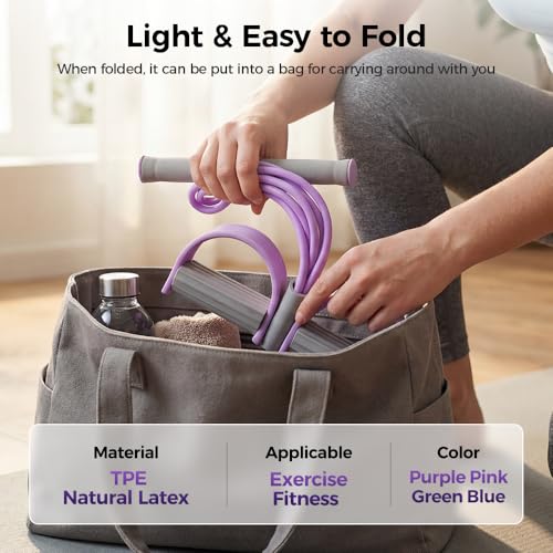 Pedal Resistance Bands with Handles - 2026 New 6-Tube Elastic Foot Pedal Resistance Bands, Foot Pedal Resistance Bands, Multifunctional Fitness Band for Workout, Yoga, Waist, Arm, Leg - color: Pink