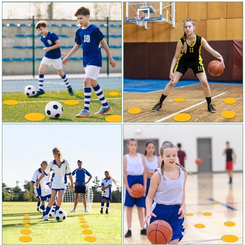 4inch & 9inch Poly Spots Spot Markers for Gym Floor, 12/24 Pcs Flat Cones Non-Slip Rubber Floor Dots Agility Markers for Soccer Basketball Sports Speed Training, Dance, Classroom Activities - style: 12Pcs 9 inch Yellow