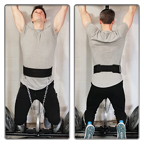 2-in-1 Multi Purpose Weight Lifting Belt & Weighted Dip Belt - Functional Exercise, Strength Training, Powerlifting, Deadlift, Squat, Olympic Lifts - Weighted Dips, Chin-ups, Pull-ups 100% Nylon - color: Black, size: Large