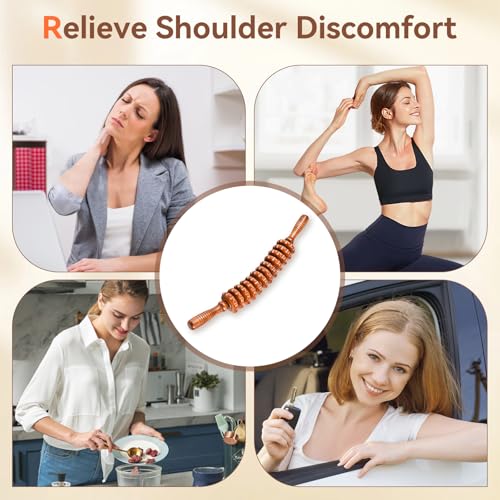 Wood Therapy Massage Tools, Wooden Massage Roller Stick, Lymphatic Drainage Tool, Curved Wood Muscle Massage Roller Used to Relieve Muscle Soreness and Body Shaping