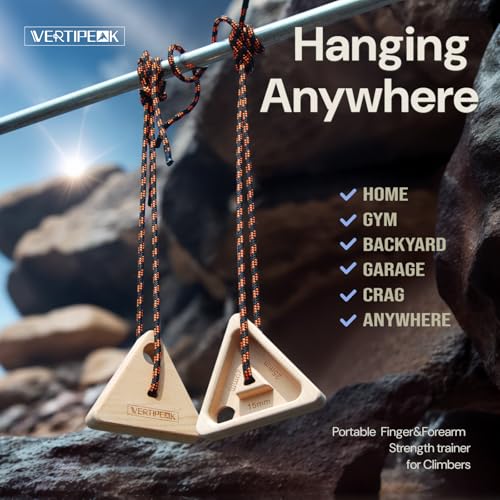Portable Hangboard Rock Climbing, 2 pack Triangular Wooden Climbing Fingerboard with 3 Multi-Depth Pockets, Finger Strength, Arm Workout & Pull-up Training