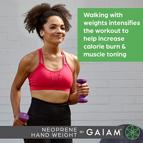 Gaiam Dumbbell Hand Weight (Sold in Singles) - Neoprene Coated Exercise & Fitness Dumbbell for Home Gym Workouts and Strength Training - Free Weights for Women and Men - size: 5lb