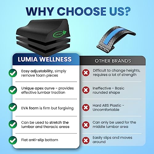 Lumbar Traction Block, Chiropractic Back Stretcher for Pain Relief, Lumbar Decompression, Lumbar Lordosis & Thoracic Kyphosis Correction