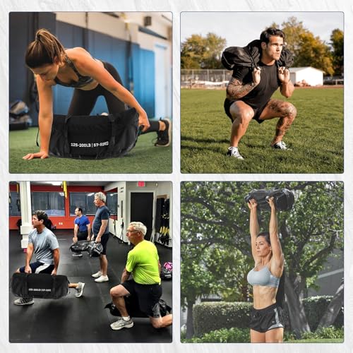 Garvee Sandbag for Fitness Weights Training,5-200 LBS Adjustable Weighted SandBag for Strength Powerlifting Running Home Gym Exercise,Black - size: 125-200 LB