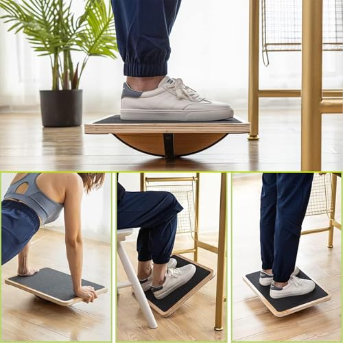 StrongTek Wooden Balance Board with 2 Difficulty Options, Basic Rocker and Advanced 360° Wobble Board, Non-Slip Balance Trainer for Core Stability, Ankle Rehab, Physical Therapy and Fitness