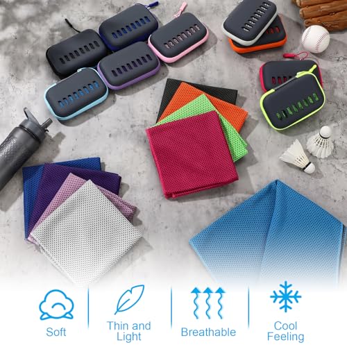 Peryiter 20 Pack Cooling Towels with Rectangle EVA Carry Cases Cooling - size: 35 x 12 Inch, style: Rectangle Eva