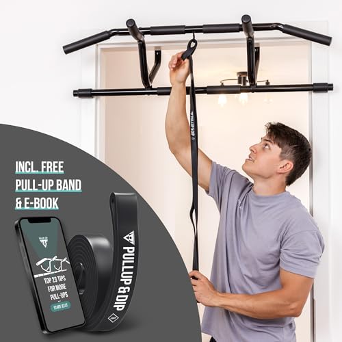PULLUP & DIP Pull-up bar for door frames for hanging without screws and no slipping, professional door bar, pull-up bar with padded handles