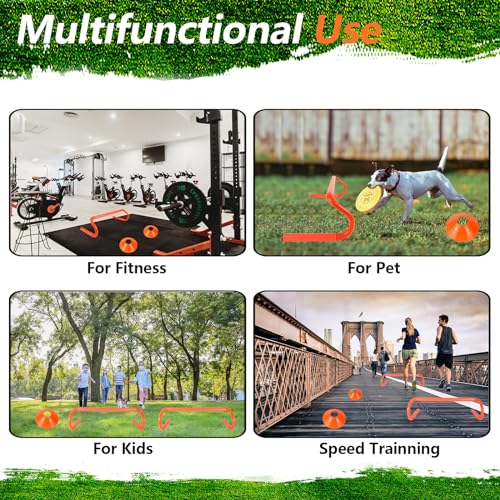 10 Pcs 6" Speed Agility Training Hurdles with 6 Marker Cone Durable Training Hurdle Agility Plyometric All Purpose Speed Hurdle Equipment for Athletes Soccer Basketball Football Practice