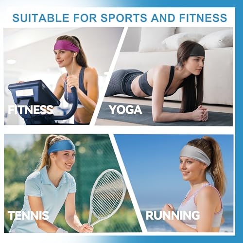 Sukeen Cooling Headbands for Women, Instant Cooling Moisture Wicking Non-Slip Sweatbands for Women Running Fitness Yoga - color: Black