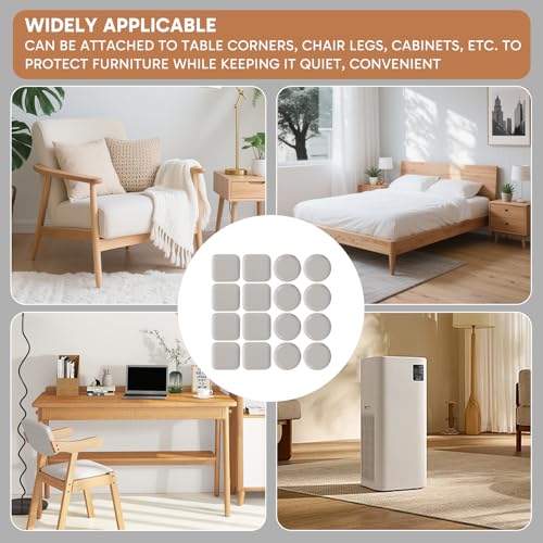 16PCS Furniture Sliders for Tile Floors, Furniture Sliders for Carpet, 1 Inch Size for Hardwood Floors and Tile, Beige Moving Sliders for Easy Furniture Moving