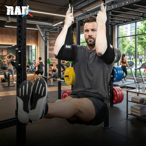 RAD AB Straps for Pull-up Bar & Core Strength Training Premium Quality (Pair) Soft Padded AB Swing Sling Abdominal Muscle Building for Men & Women Non-Slip Hanging Arm Trainer for Leg & Knee Raises